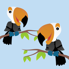 Illustration of  Tukan Toco Bird Cartoon, Cute Funny Character, Flat Design © Arya