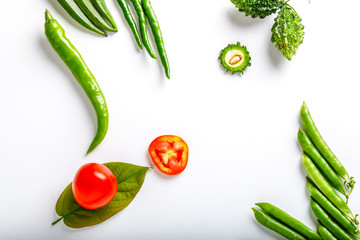 Raw mix vegetable on white background 