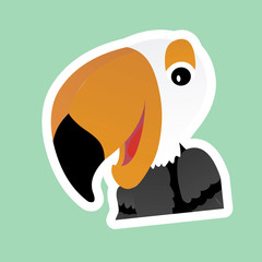Stickers of  Tukan Toco Bird Cartoon, Cute Funny Character, Flat Design © Arya