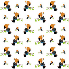 The Amazing of Cute Tukan Toco Illustration, Cartoon Funny Character, Pattern Wallpaper © Arya