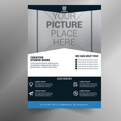 Brochure creative design. Multipurpose template with cover, back and inside pages. Trendy minimalist flat geometric design. Vertical a4 format