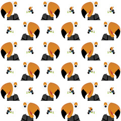 The Amazing of Cute Tukan Toco Illustration, Cartoon Funny Character, Pattern Wallpaper © Arya