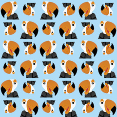 The Amazing of Cute Tukan Toco Illustration, Cartoon Funny Character, Pattern Wallpaper © Arya