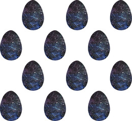 Seamless pattern, backgrounds, textures of colored abstract Easter eggs. Watercolor decorative drawing. The world, universe in the egg