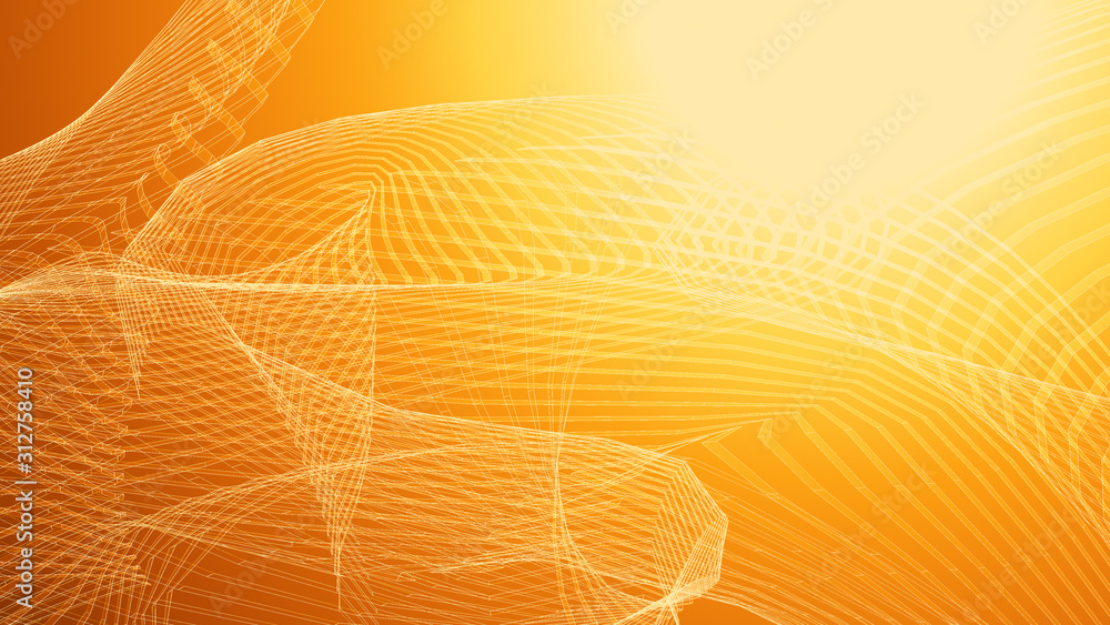 Poster dot orange wave light screen gradient texture background. abstract technology big data digital backg
