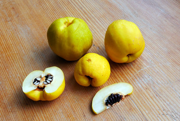 Fruit of Japanese quince. Autumn harvest. - 312759203