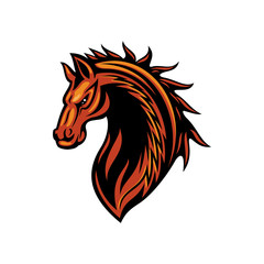 Stallion mustang isolated horse head. Vector equestrian sport mascot, racehorse animal
