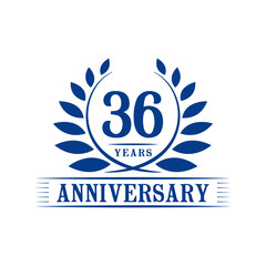 36 years logo design template. Thirty sixth anniversary vector and illustration.