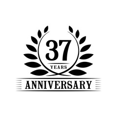 37 years logo design template. Thirty seventh anniversary vector and illustration.