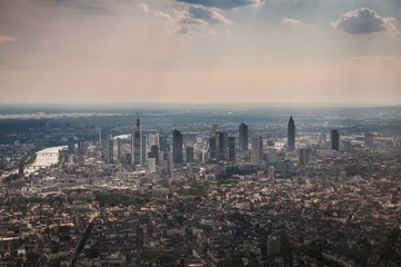 Aerial view of Skyline of Frankfurt, Germany