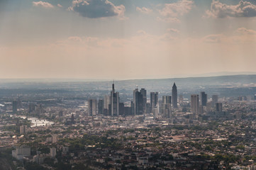 Aerial view of Skyline of Frankfurt, Germany