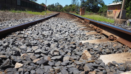 Fototapeta na wymiar train tracks close up 4