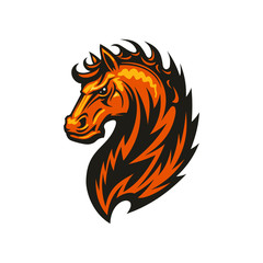 Stallion mustang isolated horse head. Vector equestrian sport mascot, racehorse animal