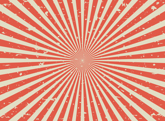 Fototapeta premium Sunlight retro faded grunge background. red and beige color burst background. Vector illustration.