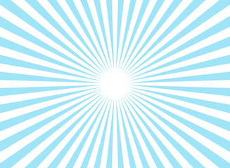 Sunlight wide horizontal background. Blue color burst background.