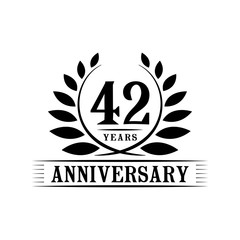 42 years logo design template. Forty second anniversary vector and illustration.