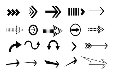Arrows black set icons vector set collections. Arrow Cursor Modern simple illustration