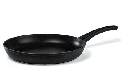 Cast-iron frying pan with a non-stick coating. Isolated on a white background.