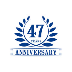 47 years logo design template. Forty seventh anniversary vector and illustration.