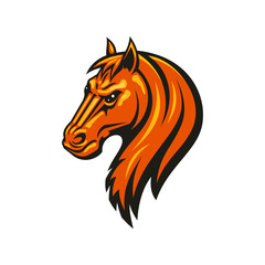Stallion mustang isolated horse head. Vector equestrian sport mascot, racehorse animal