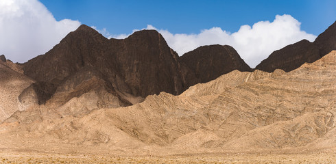 barren mountains on rocky desert landscape
