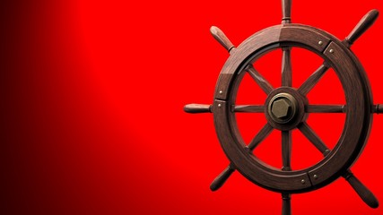 Rudder on red background.3D render illustration. © Tsurukame Design
