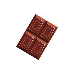 Chocolate bar isolated cocoa candy. Vector piece of milk choco, sweet dessert