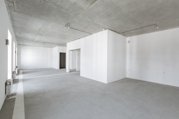 interior of the apartment without decoration in bright colors