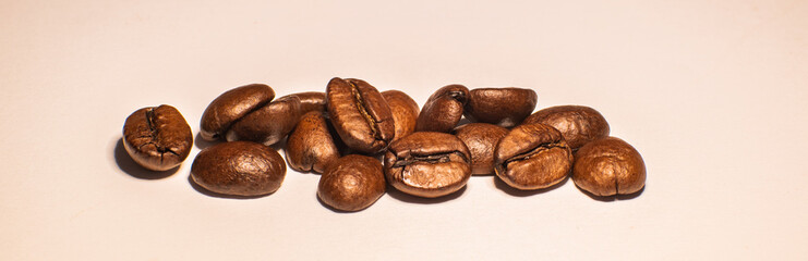 Roasted espresso coffee beans closeup