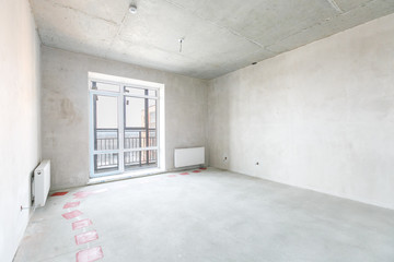 interior of the apartment without decoration in bright colors