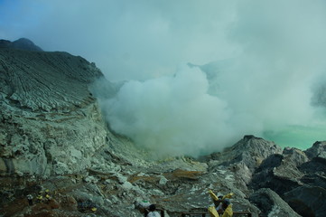 Ijen Crater is a acidic crater lake located at the top of Mount Ijen with a lake depth of 200 meters and the area of ​​the crater reaching 5,466 hectares.