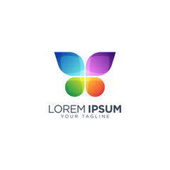 Colorful butterfly logo design template vector
