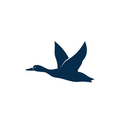 Flying wild duck isolated silhouette. Vector bird in flight, geese feathered animal