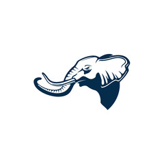 Profile of elephant head isolated jungle mammal mascot. Vector elephas with trunk and tusks
