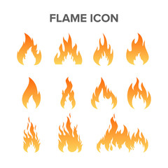 Various forms of fire icons set. Flame and fire symbol from nature energy. Fire, gas, energy, and heat graphic resources.