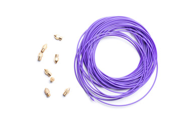 purple filament and nozzle - obrazy, fototapety, plakaty