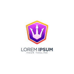 Colorful trident logo design template vector