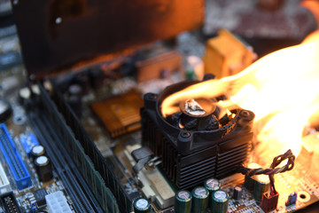 Desktop Computer Burned Damage CPU GPU video card, memory, chip , cooler