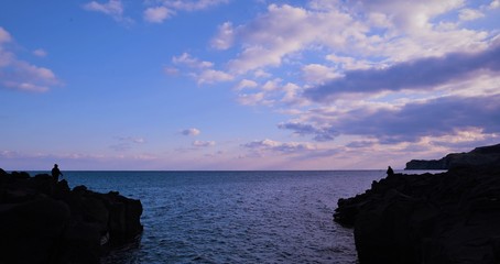 바닷가 저녁 노을