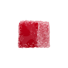 Red jelly in sugar isolated marmalade candy. Vector strawberry or raspberry taste gelatin sweets