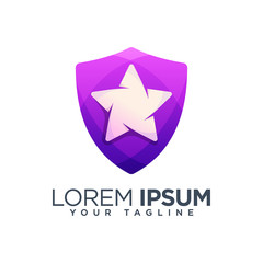 Colorful star shield abstract logo design template