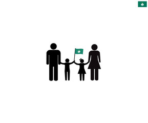 Macau family with Macao national flag, we love Macau concept, sign symbol background, vector illustration.