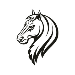 Horse animal icon of tribal tattoo or racing sport mascot. Head of black stallion, wild mustang or racehorse symbol of aggressive horse for breeding farm, riding club emblem or equestrian theme design