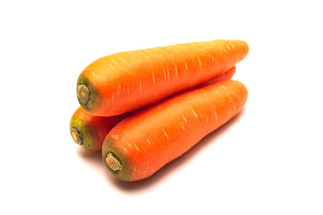 Fresh carrots isolated on white background. Close up of Carrots.