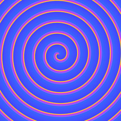 Loop Whorl Stacked circle, yellow with pink color gradient on blue background, Design for web, mobile applications, covers, card, infographic, banners, social media and copy write