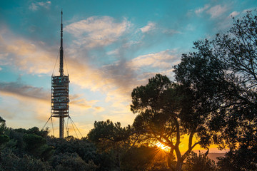 tv tower at sunset