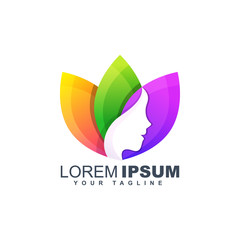Colorful woman abstract logo design template