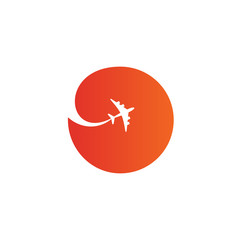 Travel company logo design with plane icon vector illustration