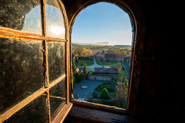 Looking through the window from the tower in the castle Czocha