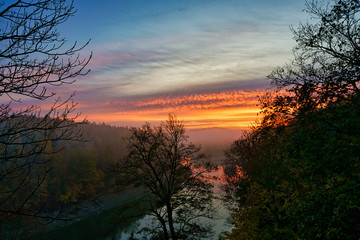 Fototapeta na wymiar sunrise at the Leśniańskie Lake, Poland